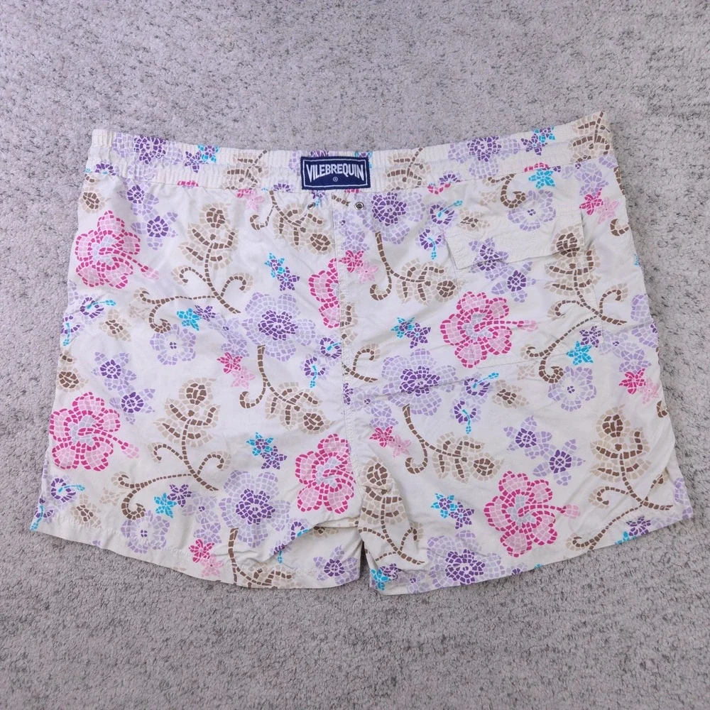 Vilebrequin Swim Shorts Mens Size XXL 42 Flat Waist Trunks Floral Bathing Suit